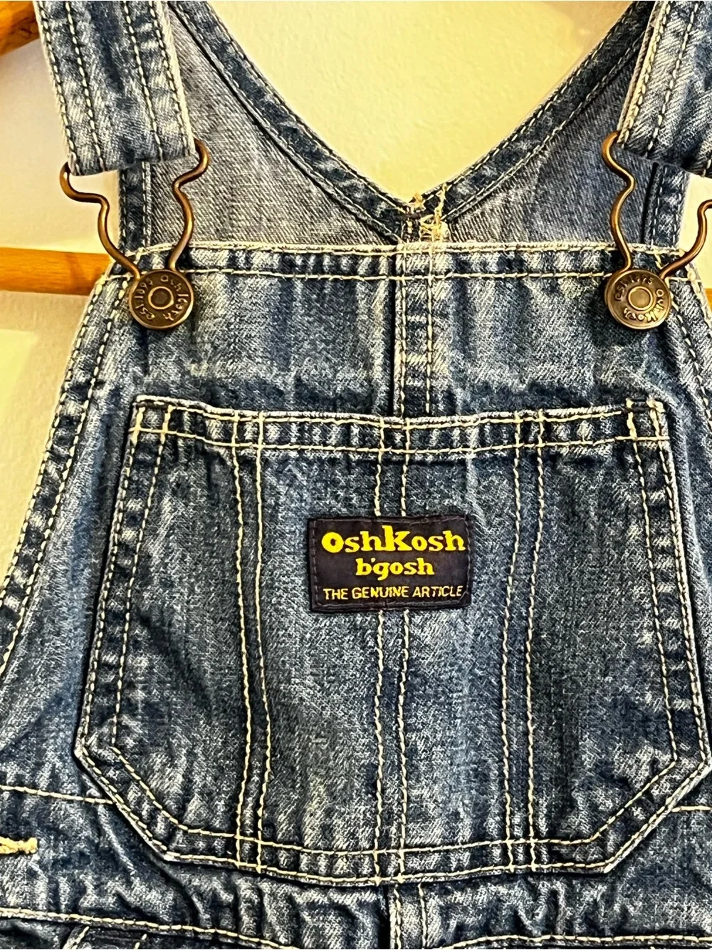 Vintage 90s OshKosh B’gosh Vestbak Blue Denim Jean Shortalls Overalls 18mo
